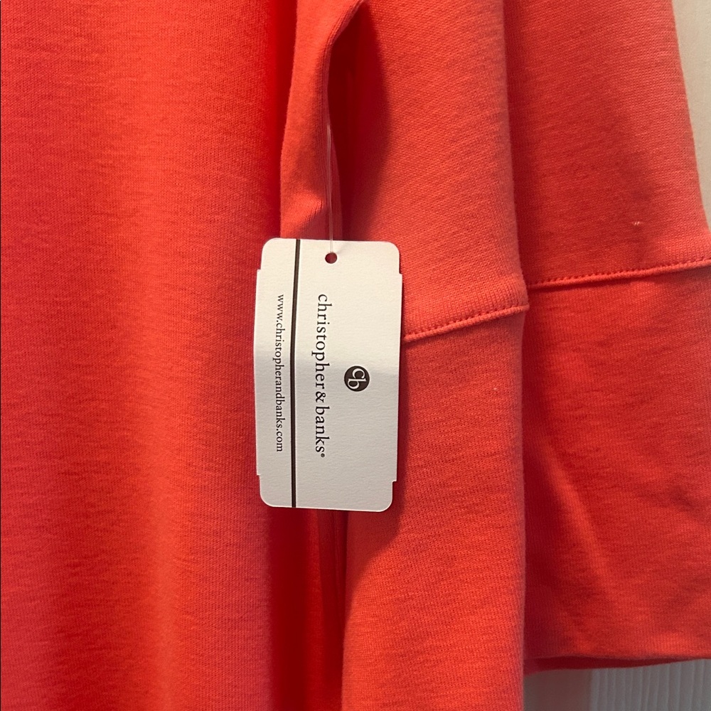 NWT Christopher & Banks Vibrant Coral Long Sleeve Top - Picture 2 of 4